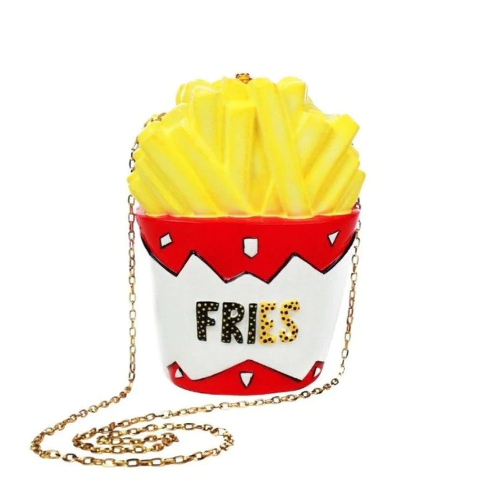 French Fries Hand-Carved Acacia Wood Handbag